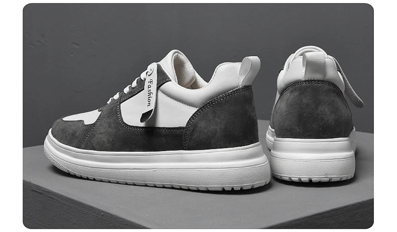 Big Size Lift Men Sneakers Elevator Shoes Heightening Height Increase Insole 7-8CM High Heels Shoes Genuine Leather Sport Shoes