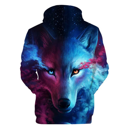 Cool Space Galaxy Wolf Hoodie Hoodies Men Bright Wolf Fashion Handsome Wolf Hoodies Spring Autumn Pullovers Sweatshirts Sweat