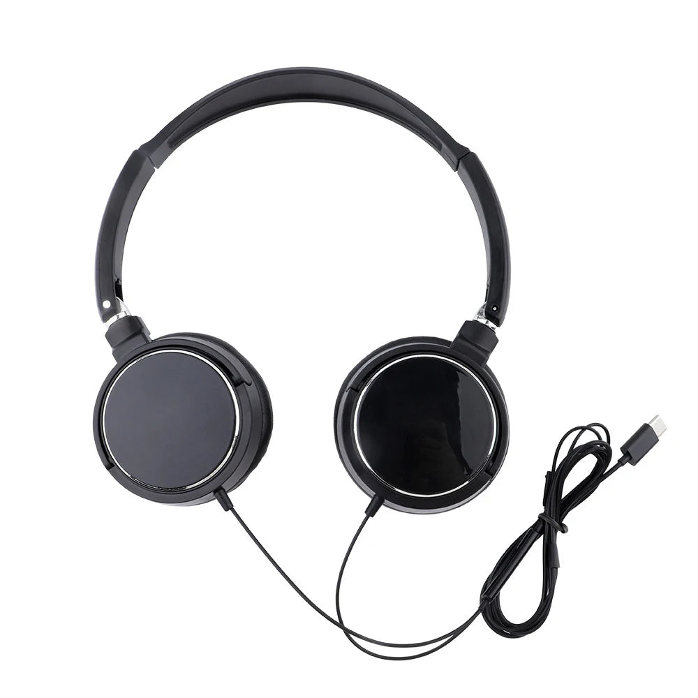 Écouteurs filaires 3.5mm/type-c, suppression du bruit, casque d'écoute sur l'oreille, écouteurs stéréo flexibles et réglables pour PC MP3 Mobile