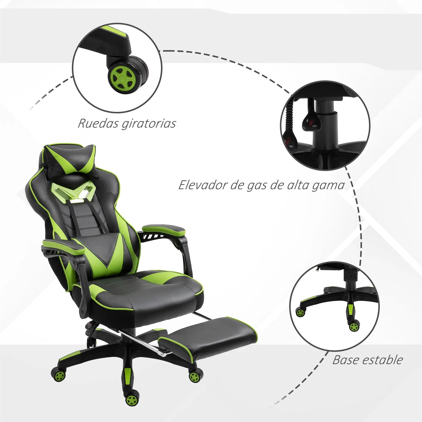 Vinsetto Ergonomic Racing Chair Reclining Backrest 65X70X118.5-126.5Cm