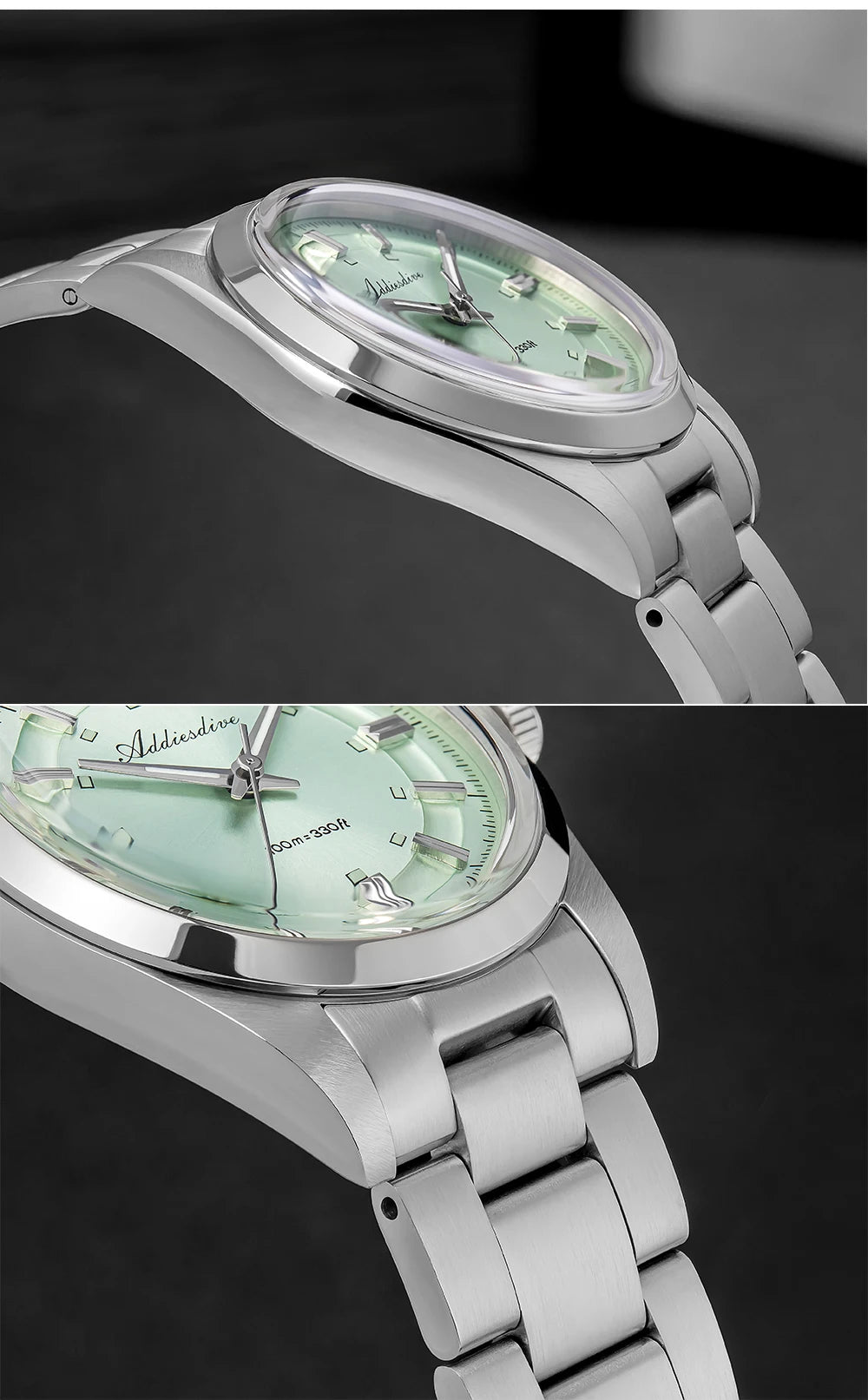 ADDIESDIVE – luksuzni analogni muški sat, kvarcni mehanizam VH31, zakrivljeno staklo, vodootporan do 10 bara, luminescentni premaz BGW9, čelično kućište – prilagodljivi model AD2515