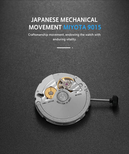 BORIAGE Fully automatic mechanical diving watch, 200m Water Resistance Miyuda 9015 movement men's watch
