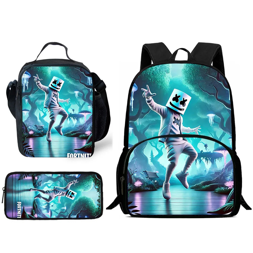 Hot Game Child Backpacks Lunch Bag Pencil Case Pupil Large Capacity School Bags Design-F-FortniteS For Boy Girl Best Gift