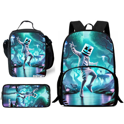 Hot Game Child Backpacks Lunch Bag Pencil Case Pupil Large Capacity School Bags Design-F-FortniteS For Boy Girl Best Gift