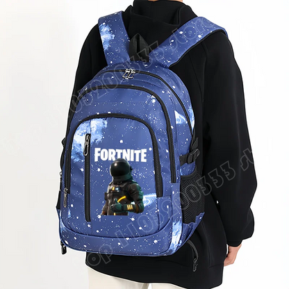 Fortnite Starry Sky Backpack Large Capacity Waterproof Laptop Bag Game Character Print Student Pack Boys and Girls Back to School Bag