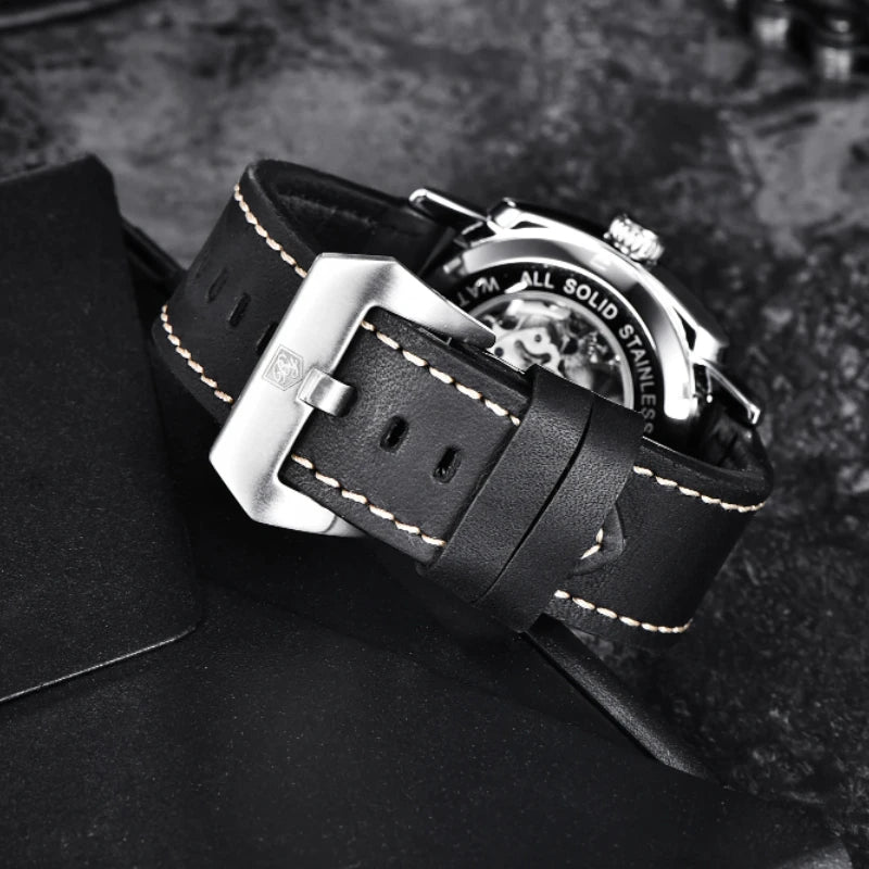 BENYAR Watch for Men Luxury Skeleton Tourbillon Automatic Mechanical Men's Watch 30M Waterproof Leather Strap Sports Reloj Hombre