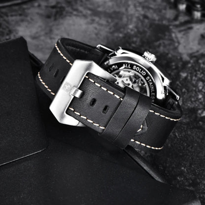 BENYAR Watch for Men Luxury Skeleton Tourbillon Automatic Mechanical Men's Watch 30M Waterproof Leather Strap Sports Reloj Hombre