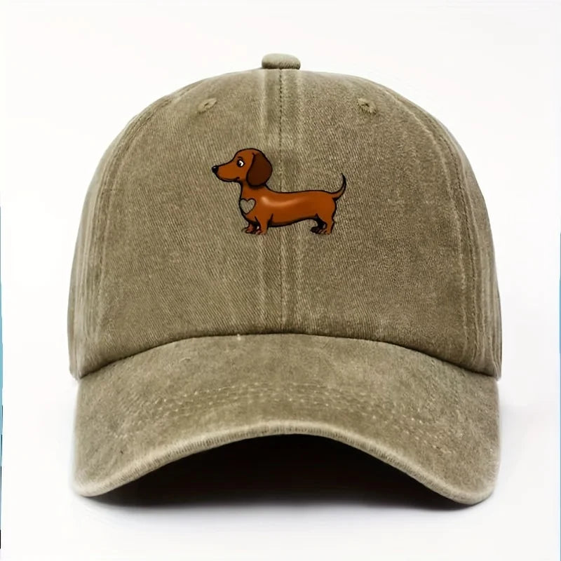 Cute Sausage Dog Pattern Printed Baseball Hat with Adjustable Snap Button Lightweight Valentine's Day Gift