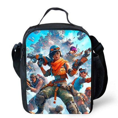 Cartoon FORTNITE Insulated Cooler Lunch Bag, Cute Portable Lightweight Picnic Bag for Boys & Girls Ages 5-10, Kids Daily Food Bag