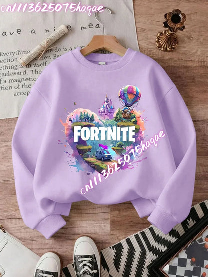 Fortnite Series Kids Sweatshirts Trendy Boys Girl Long Sleeves Pullover Tops Autumn Winter Cartoon Child Clothes Birthday Gifts