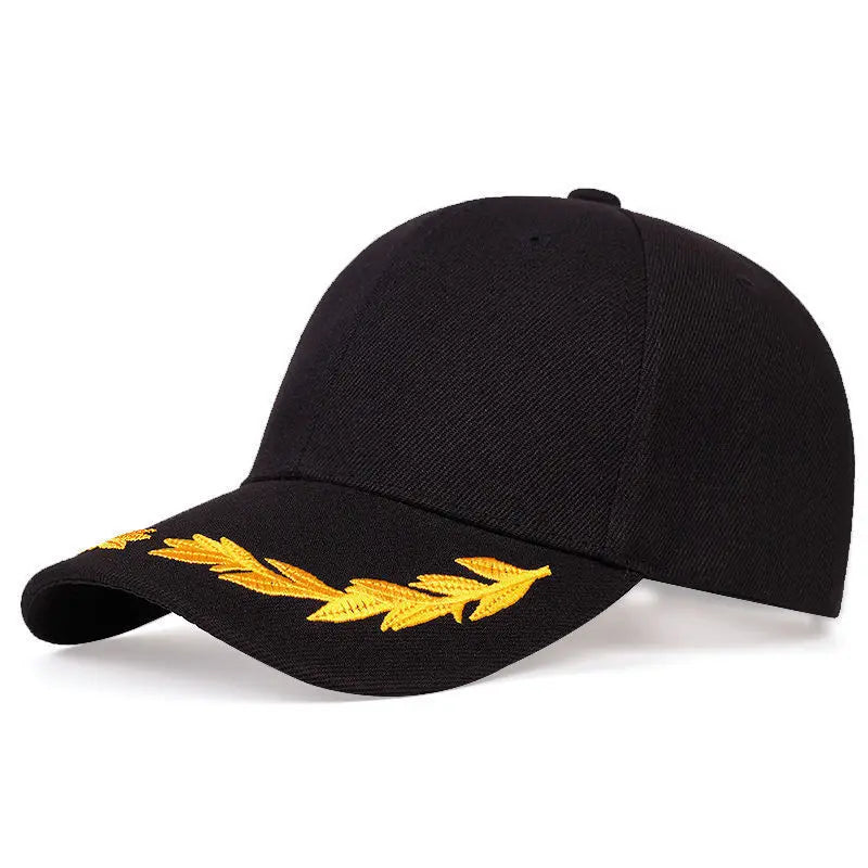 Custom Logo Men Adjustable Spring Autumn Baseball Cap Solid Wheat ear embroidery Fashion Trucker Cap Women Peaked Cap Fs Sun Hat