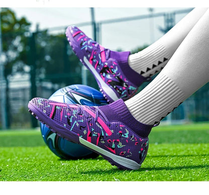Chaussures de football pour hommes, chaussures de football professionnelles pour l'extérieur, chaussures de match de football, futsal, unisexe, respirantes, crampons d'entraînement, antidérapantes pour gazon