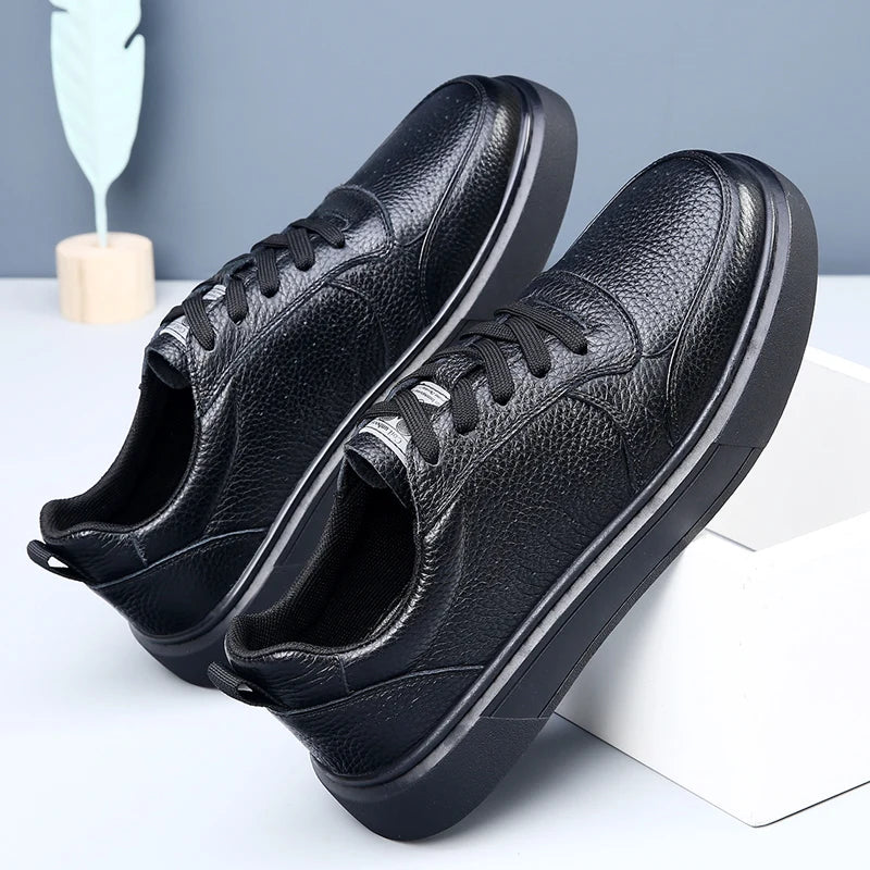 DIMANYU Sneakers da uomo in vera pelle - Nuove scarpe casual estive da uomo con plateau, allacciate, semplici, alla moda e traspiranti