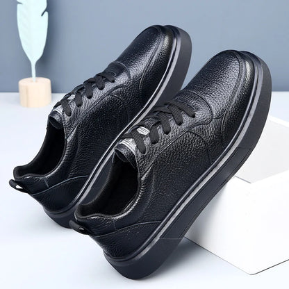 DIMANYU Sneakers da uomo in vera pelle - Nuove scarpe casual estive da uomo con plateau, allacciate, semplici, alla moda e traspiranti