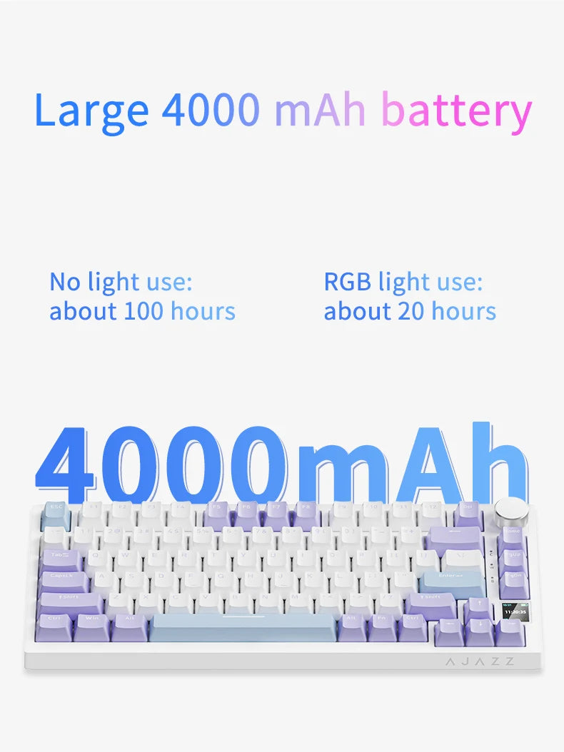 AJAZZ AK820 Pro Gaming Mechanical Keyboard 75% Wireless Bluetooth RGB Hot-Swappable Mechanical Keyboard with Volume Knob for PC, Mac & Laptop