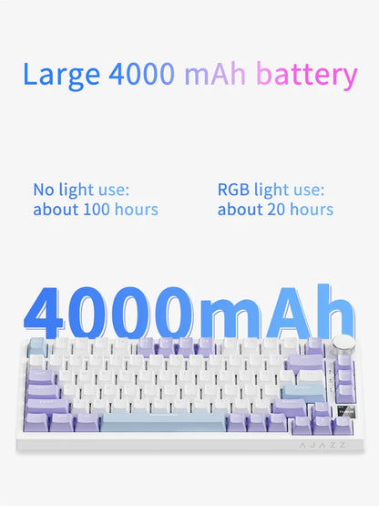 AJAZZ AK820 Pro Gaming Mechanical Keyboard 75% Wireless Bluetooth RGB Hot-Swappable Mechanical Keyboard with Volume Knob for PC, Mac & Laptop