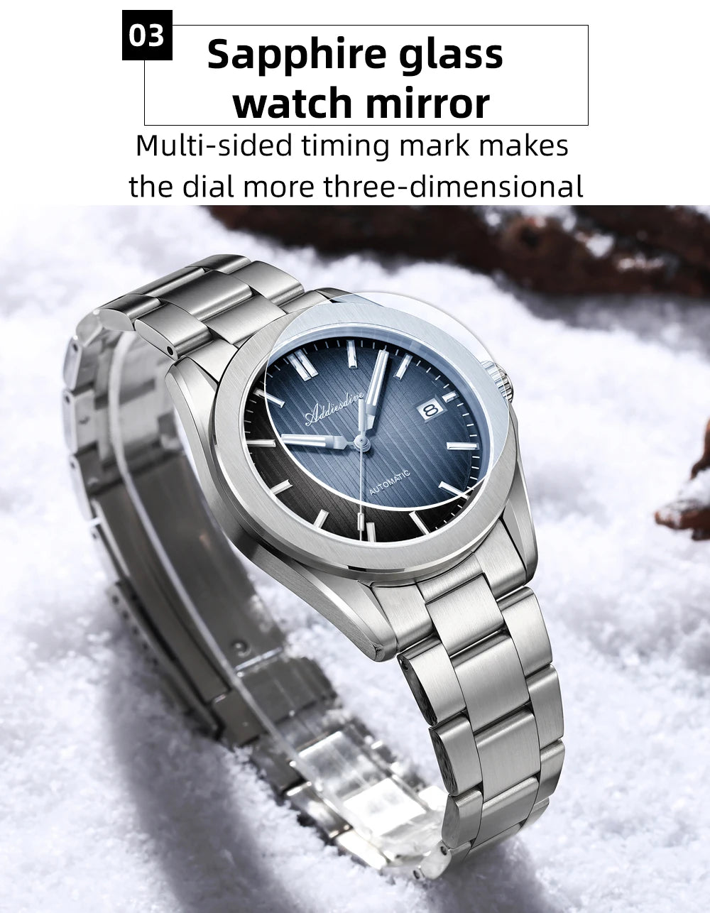 ADDIESDIVE Luxury Men's Automatic Watch Sapphire Glass Japan 8215 Mechanical Watch BGW9 Super Luminous Men Analog Watches AD2533