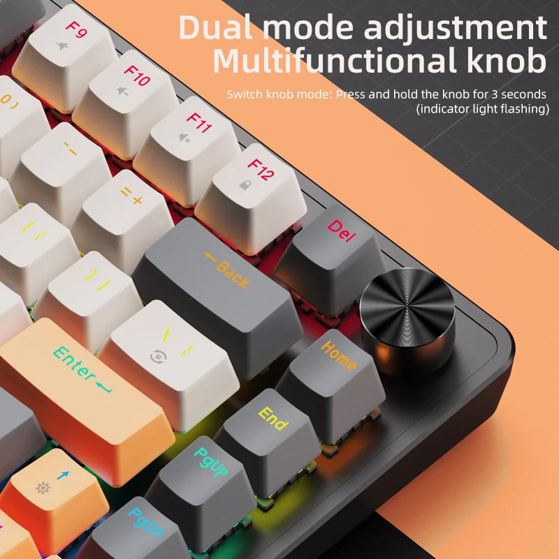 APAYADO 75% Mechanical Keyboard Wired Gaming Keyboard with Media Knob, Hot-Swappable RGB Backlit 82-Key Mechanical Keyboard for PC & Laptop