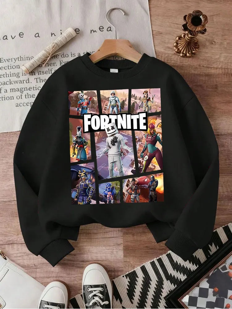 Fortnite Children Long-Sleeved Girls Streetwear Boys Baby Sweatshirt Pullover Sweatshirt Anime Fashion Kid Clothing Tops Gift