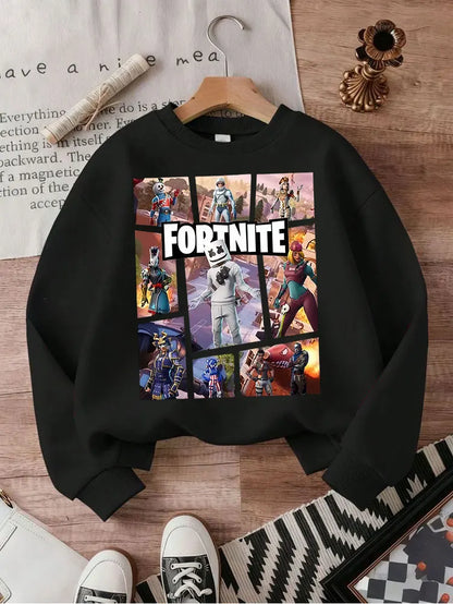 Fortnite Children Long-Sleeved Girls Streetwear Boys Baby Sweatshirt Pullover Sweatshirt Anime Fashion Kid Clothing Tops Gift