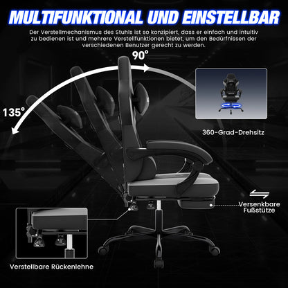 Gaming Chair with Footrest Gamer Chairs Ergonomic with Lumbar Cushion Headrest Gaming Chair Height Adjustable Computer Chair