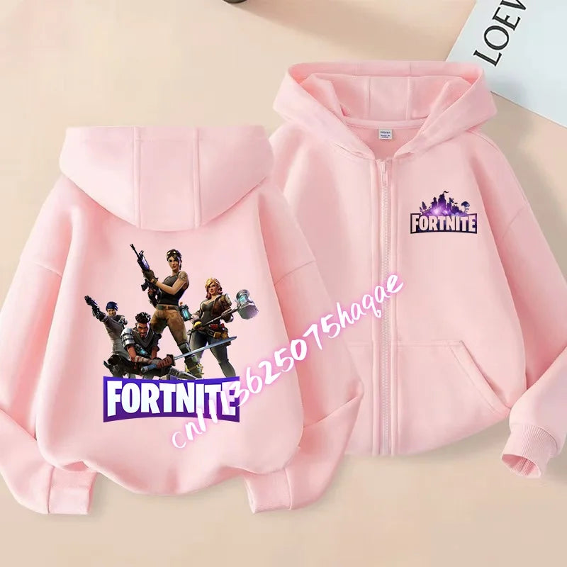 Kid Outdoor Jacket Cartoon FORTNITED Girl Boy Sweatshirt Coat High-Quality Thin Windbreaker Girl Autumn Zip Jacket Clothing Tops