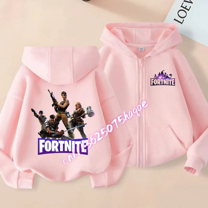 Kid Outdoor Jacket Cartoon FORTNITED Girl Boy Sweatshirt Coat High-Quality Thin Windbreaker Girl Autumn Zip Jacket Clothing Tops