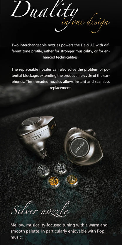 Auscultadores intra-auriculares com fio Kefine X ANELEARS Delci AE 10mm HiFi IEM – Monitores In-Ear com driver DLC+PU e afinação dupla para música e gaming