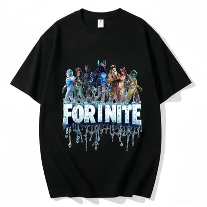 Fortnite Crew Neck T-Shirt Unisex Adult Game Dance Fashion New Pure Cotton Short Sleeve Tops Perfect for Casual Wear Vacations