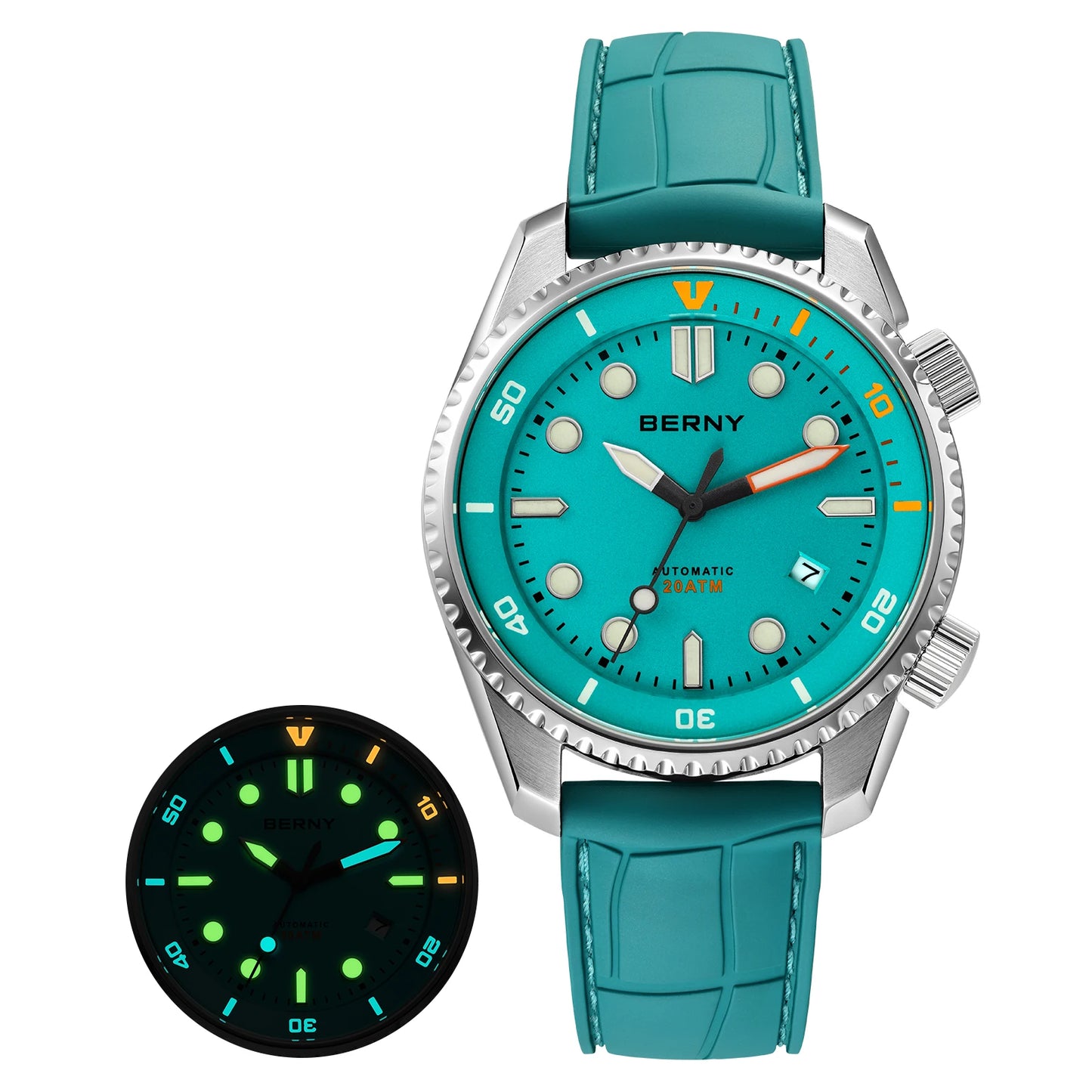 BERNY Diver Automatic Watches Men's Luxury Sapphire 316L Stainless Steel Mechanical Watch 42MM 200M Waterproof Diving Men Watch