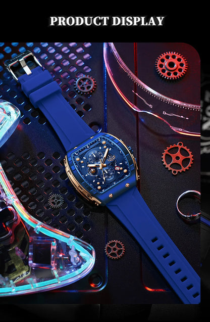 LIGE Herren-Armbanduhr, modisch, luxuriös, wasserdicht, Silikonarmband, Quarz, leuchtend, sportlich, automatisches Datum, Chronograph, schlichtes Design