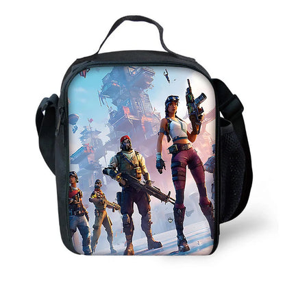 Hot Game Child School Backpack with Lunch Bags, Design-F-FortniteS Pencil Bags, School Bags for Boys Girls Best Gift