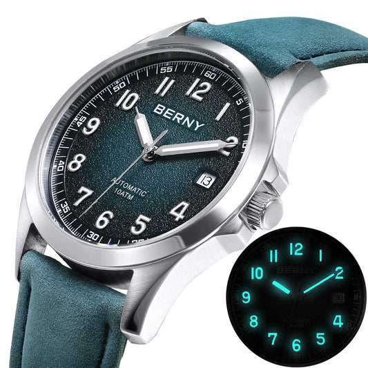 BERNY Automatic Watch Men  ST2130 Luminous Mechanical Wristwatch Sapphire Waterproof 10ATM Top Brand Luxury Watch for Men