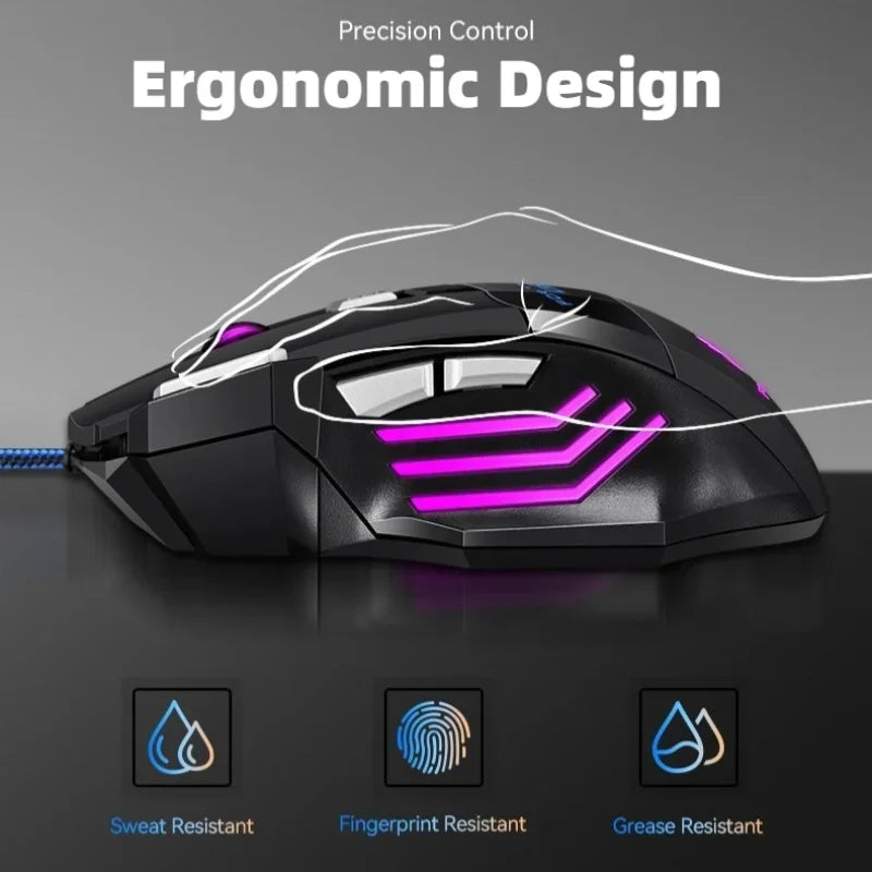 G6 kabelgebundene USB-Gaming-Maus mit 7 Tasten, Scrollrad, 5500DPI einstellbarem optischem Sensor und ergonomischem E-Sport-Design für Laptop, PC, Xiaomi