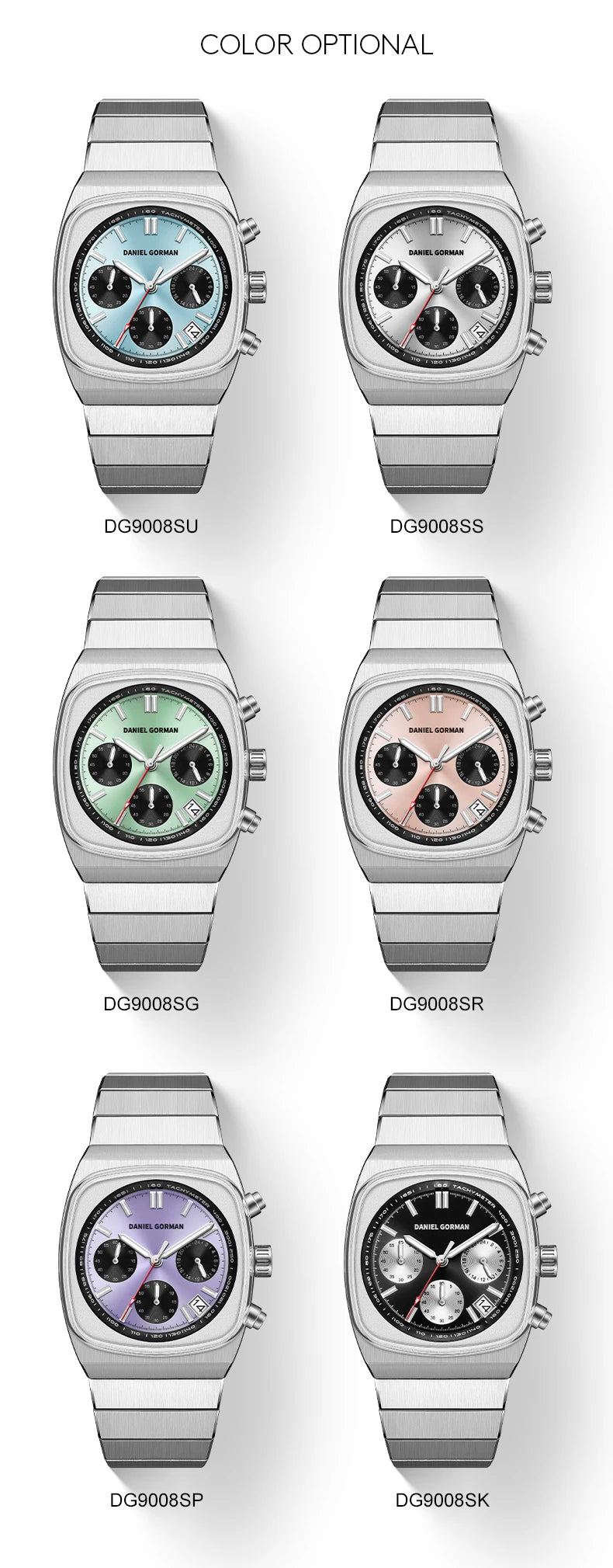 DG9008 Men's Watch, Original Fashion Brand Quartz Waterproof Luminous Watch with Three Small Dials and Moon Phase