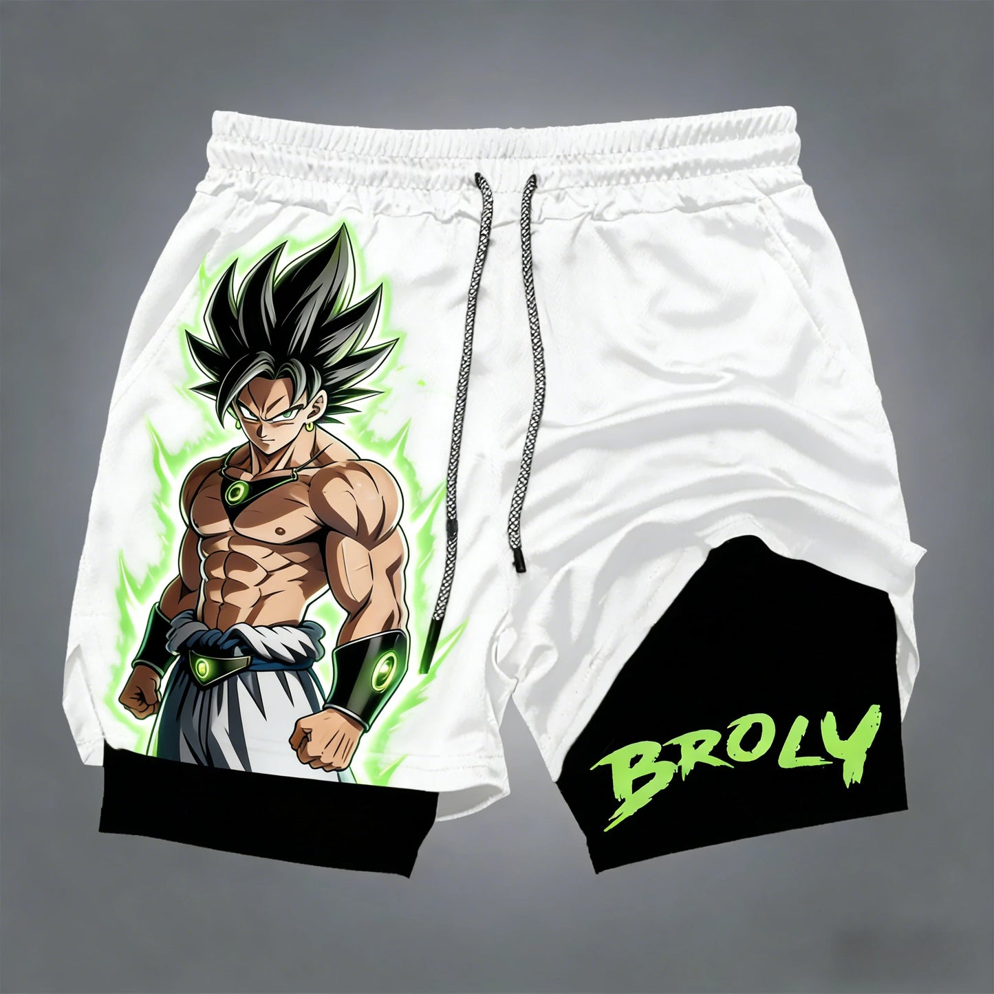 Miesten kaksikerroksiset Dragon Ball -shortsit, Son Goku, kesä, japanilainen anime, feikki-kaksiosaiset urheilu- ja fitness-shortsit, nopeasti kuivuvat
