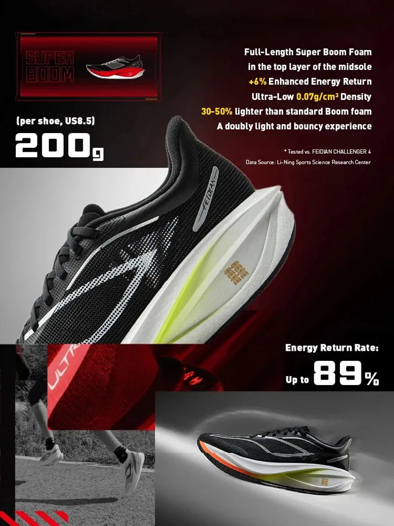 Li-Ning moški tekaški copati FEIDIAN 5 CHALLENGER SUPER BOOM blaženje PLOŠČA IZ OGLJIKOVIH VLAKEN LiNing superge ARMV001 ARMW003