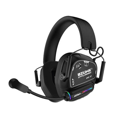 Casque de jeu sans fil BZUMK, écouteurs circum-auraux Bluetooth à faible latence avec micro, basses profondes, 50 mm, RGB, pour PC, PS4, PS5, ordinateur portable, gamer