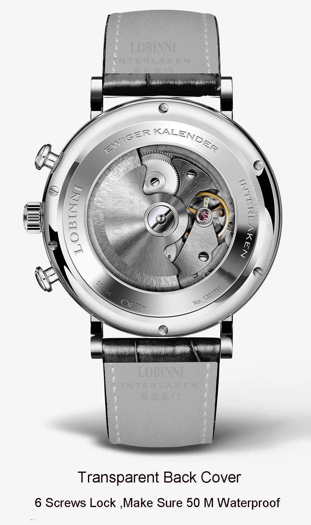 Luxury Brand Switzerland LOBINNI Perpetual Calendar Automatic Mechanical Men's Watches Sapphire Multi-function Clock L13019-8