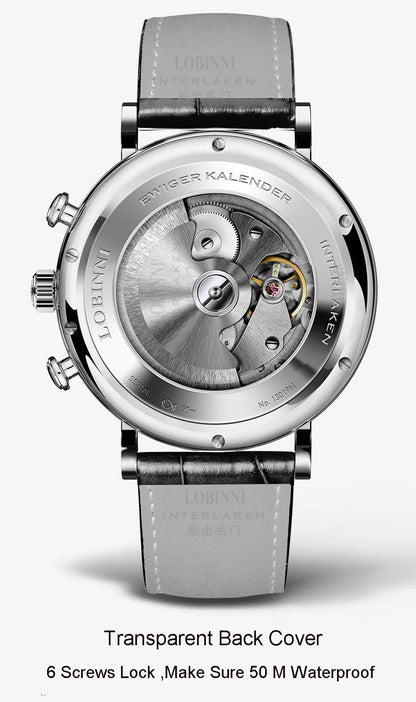 Luxury Brand Switzerland LOBINNI Perpetual Calendar Automatic Mechanical Men's Watches Sapphire Multi-function Clock L13019-8