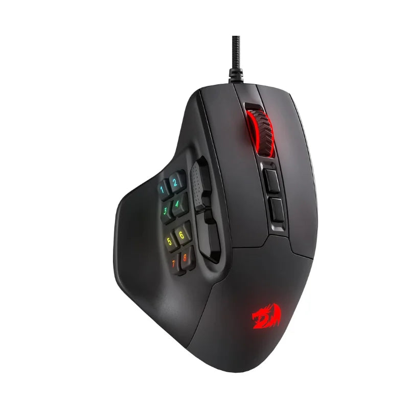 Redragon M811 Aatrox MMO igralna miška, žična RGB gamerska miška s 15 programabilnimi gumbi in ergonomsko naravno zasnovo oprijema