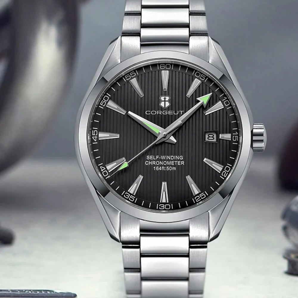 Luxury NH35 Corgeut Watch Men's 41mm Sport Clock Automatic Mechanical Wristwatch Sapphire Steel Band