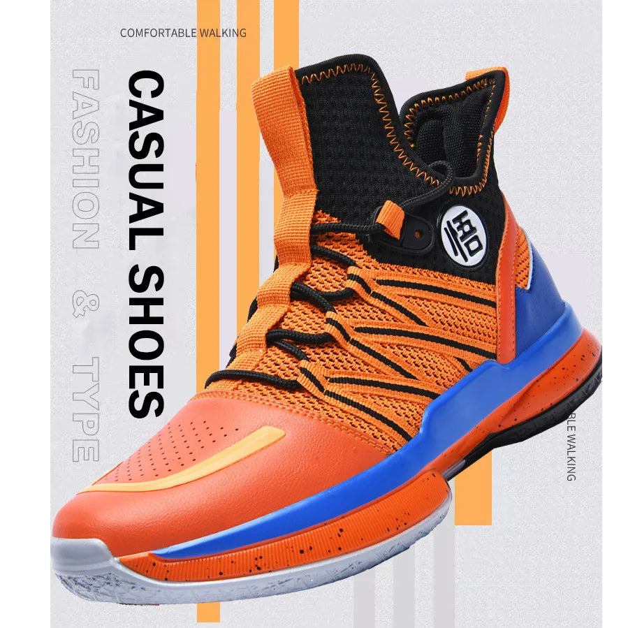 2024 New Dragon B Style Orange Men's Basketball Shoes Size 38-44 Air Cushioning Sport Sneakers Mesh Breathable Training Shoes