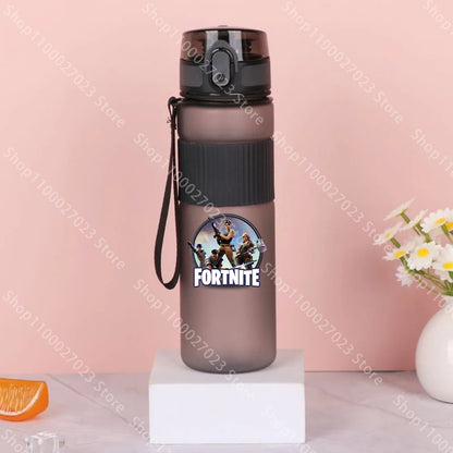 550ML Cartoon Fortnite Adult Sport Water Bottle, Motivational Leak-Proof Portable Reusable Plastic Cup, Large Capacity Water Cup