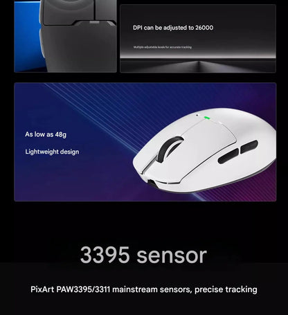 Aigo GM80 PLUS PRO bezdrátová myš Bluetooth PAW3311/PAW3395, lehká 1000HZ kabelová herní e-sportovní myš se třemi režimy, dárek