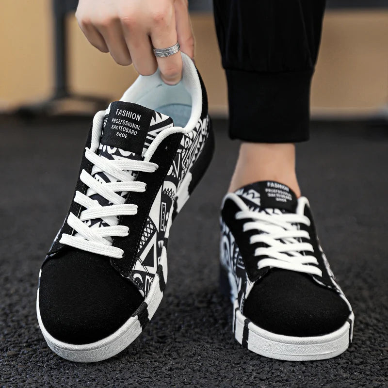 YRZL skateboard shoes for men, canvas sneakers, casual breathable walking shoes, lightweight flat shoes, street trend sport shoe