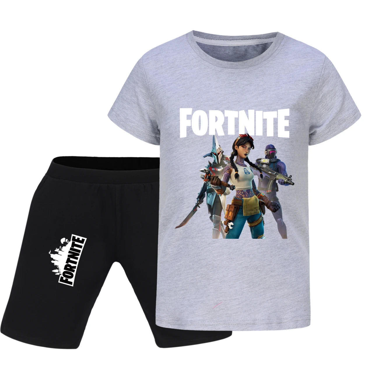Fortnite Summer Kids Cartoon T-shirts Shorts Two-piece Set Baby Boys Tracksuit Girls Outfits 505