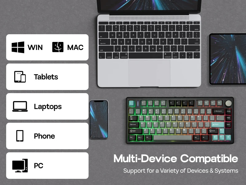 EPOMAKER TH80 V2 75% ANSI US Layout Gasket Tri-mode Wireless Mechanical Gaming Keyboard with 8000mAh Battey & RGB Backlight