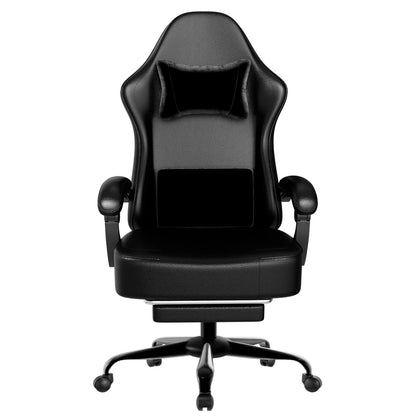 Ergonomic Gaming Chair with Footrest, Pocket Spring Cushion Computer Chair, PU Leather Reclining Gaming Chair for Adults, Adjustable Office Chair