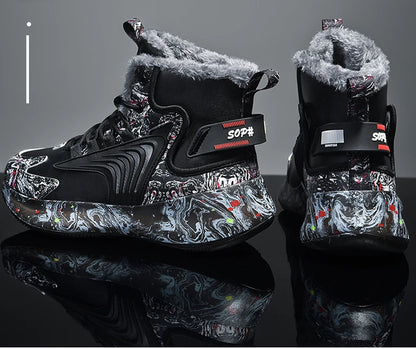 Herrenstiefel Neue Winterschuhe Warme Herrenschuhe Wasserdicht Rutschfest Plüsch-Sneaker Herren-Tennisschuhe Stiefel Herren-Sneaker Winter
